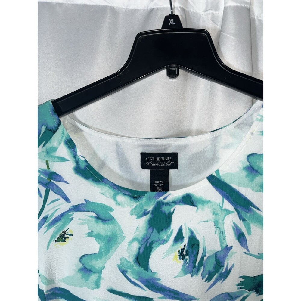 Catherine’s Black Label Women's Floral Rush White Teal Midi Dress Size 3Xwp - Picture 7 of 10
